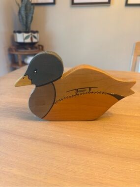 Vintage handmade wooden mallard decor